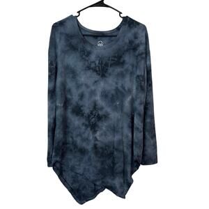 Te Verde Women’s Tie Dye Boho Asymmetrical Long Sleeve Sweater Size L Gray
